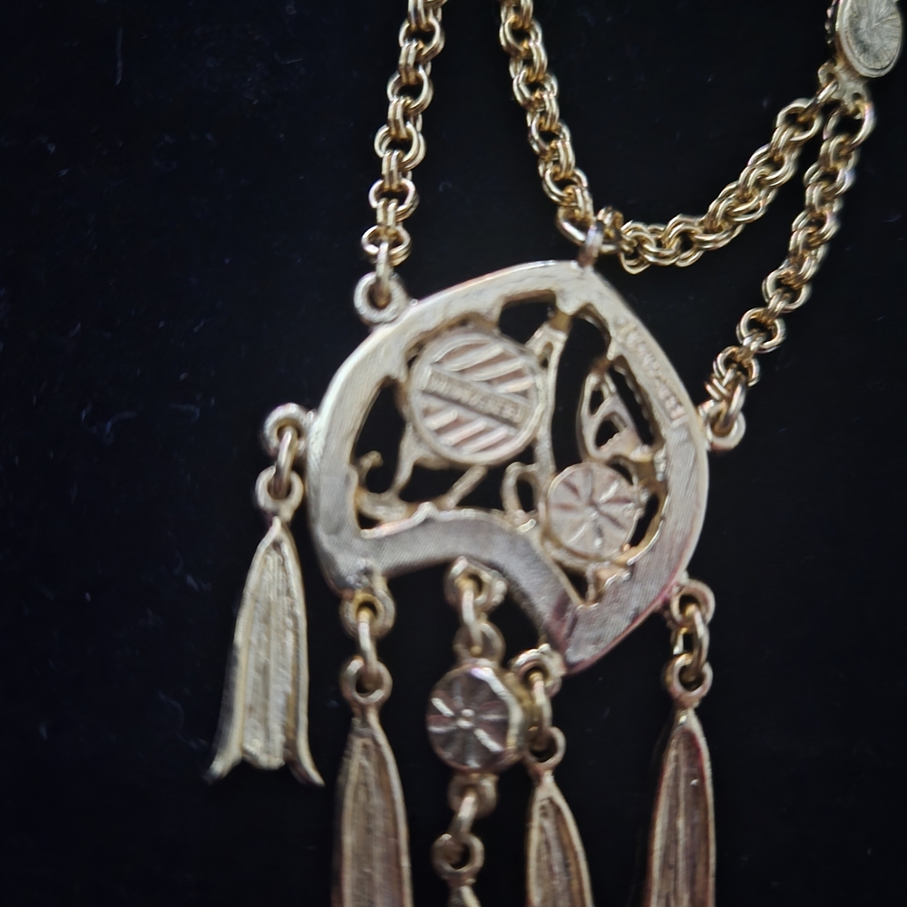 Ben-Amun Vintage Style Mediterranean Gold Necklace with Blue Turquoise Accents - Picture 3 of 3